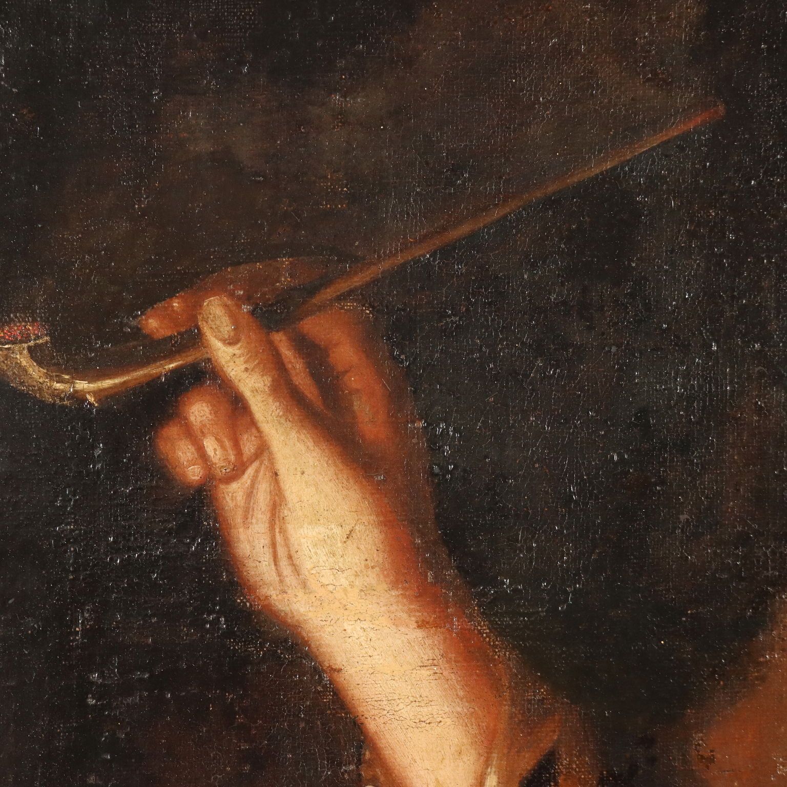 Antique Painting Young Man With A Pipe Oil On Canvas XVIII Century photo 4200.0