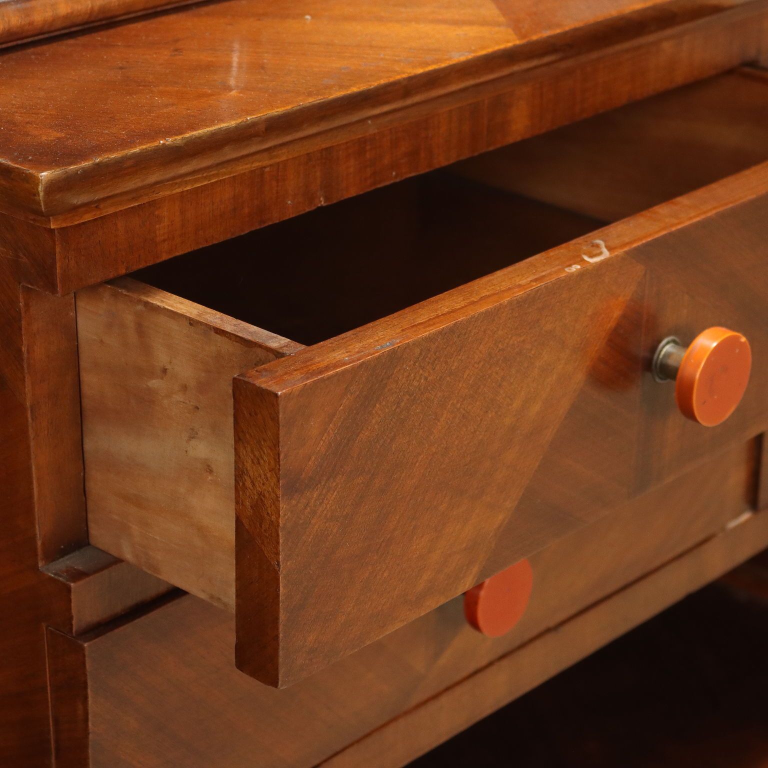 photo furniture Antique Decò Showcase Walnut Drawers Cupboard Italy XIX Century