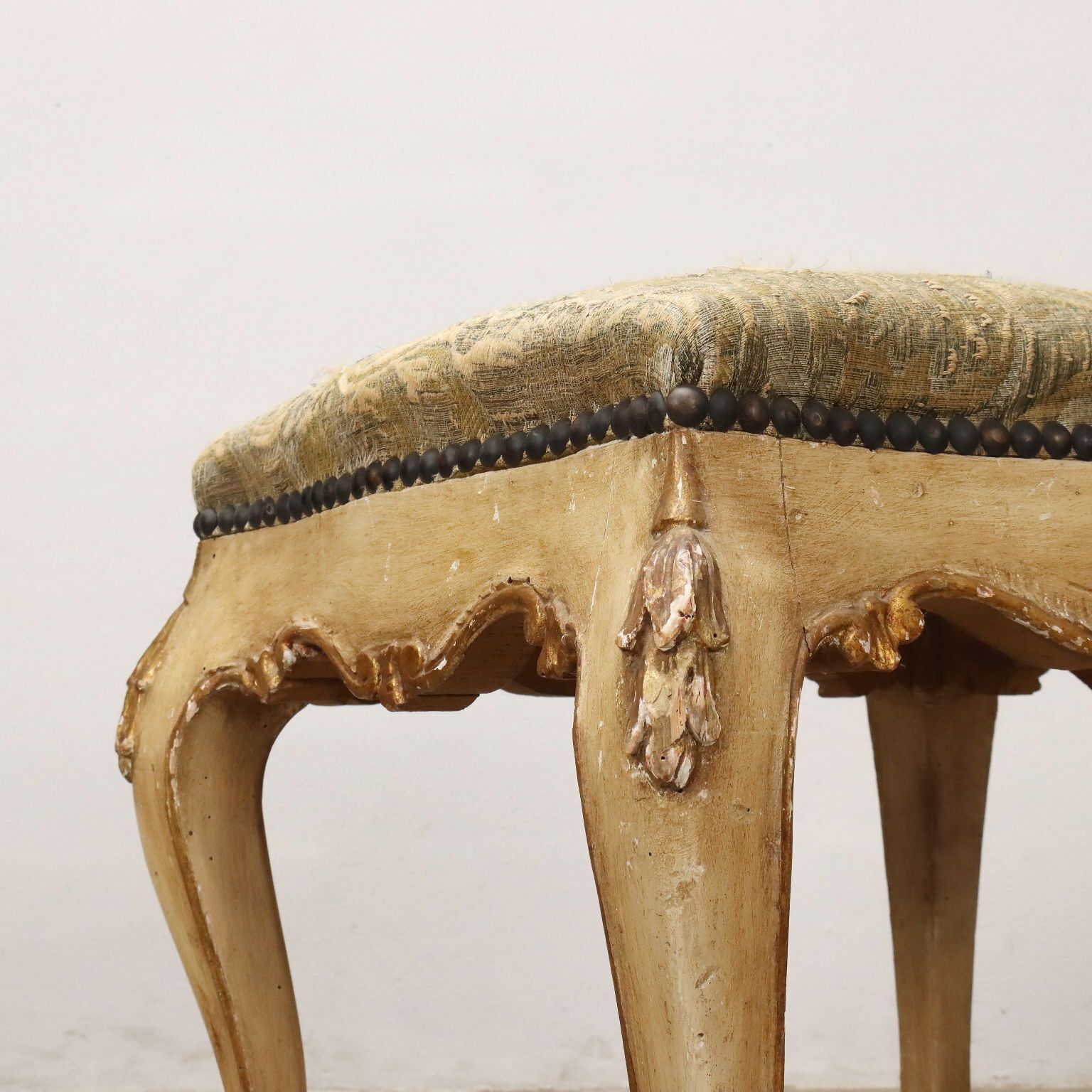 Pair Of Pouf Baroque Style Gilded Wood XIX Century photo for sale