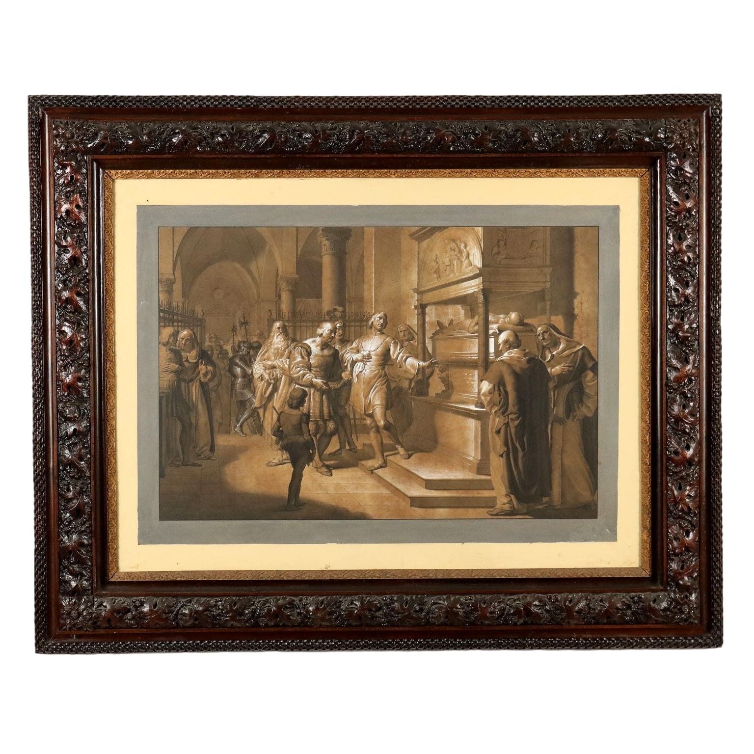Antique Painting Ludovico Il Moro Mixed Technique XIX Century
