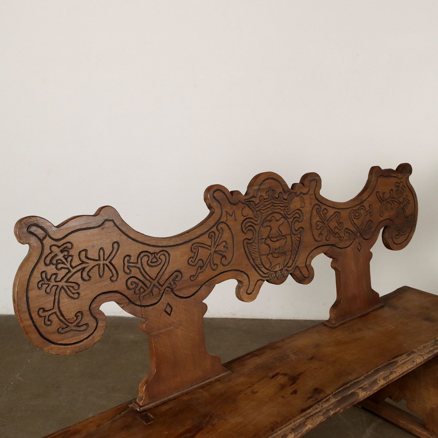 Antique Baroque Bench Walnut Italy XVIII Century photo for sale