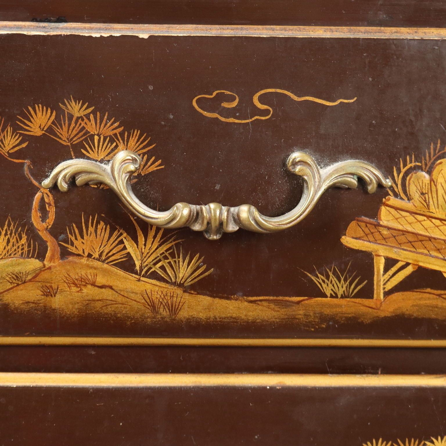 Antique Cabinet Chinoiserie Walnut Italy XX Century photo vintage