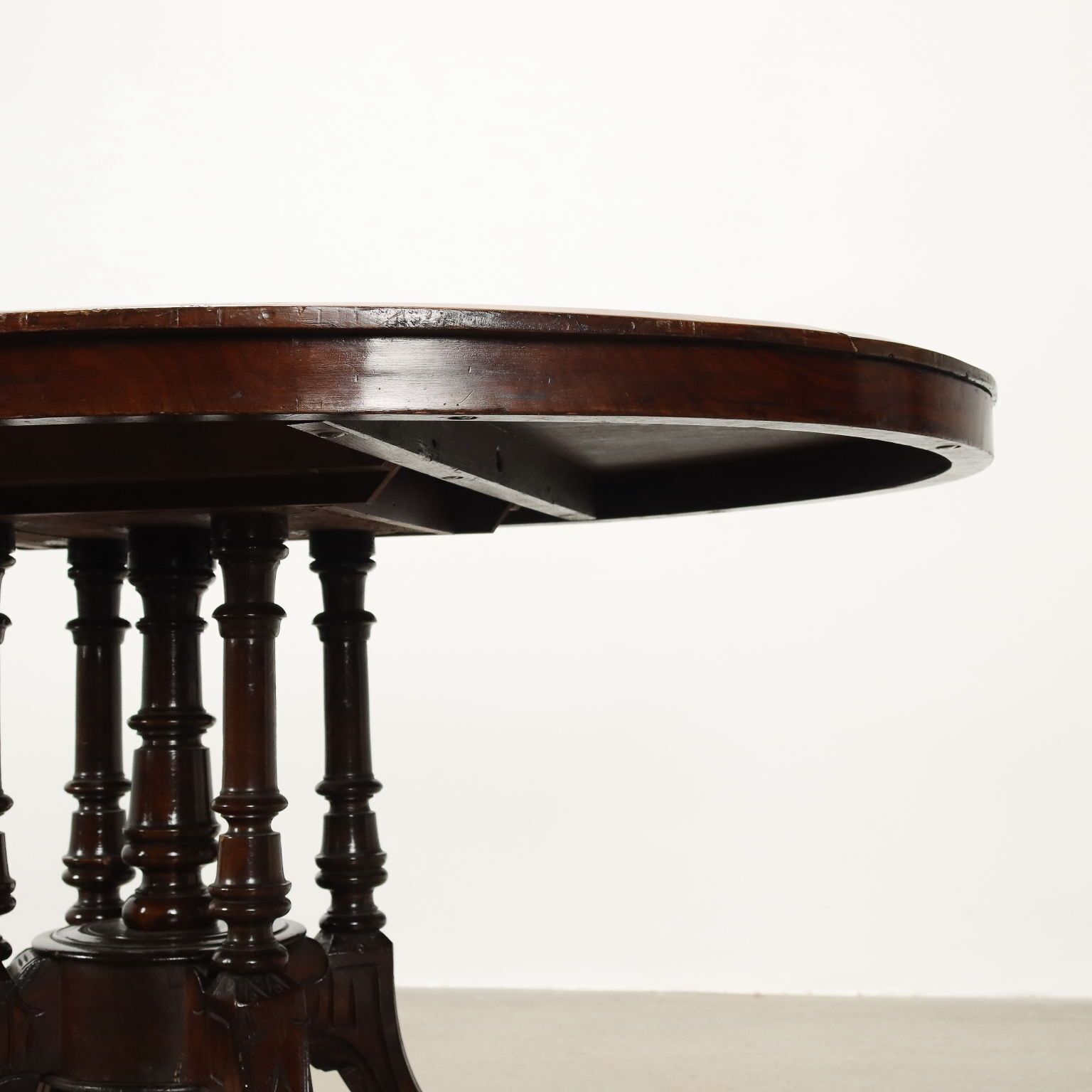 Antique Table Walnut Veneer Italy XIX Century photo vinterior