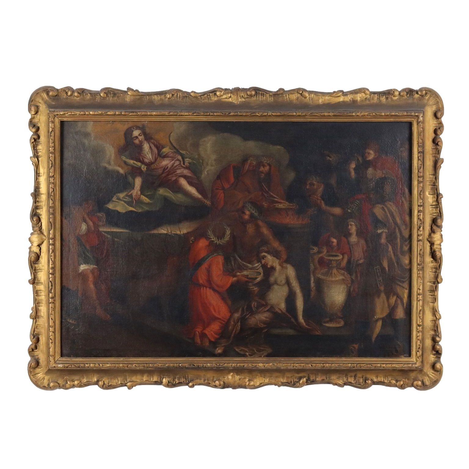 Antique Painting Religious Subject Oil On Canvas XVII Century