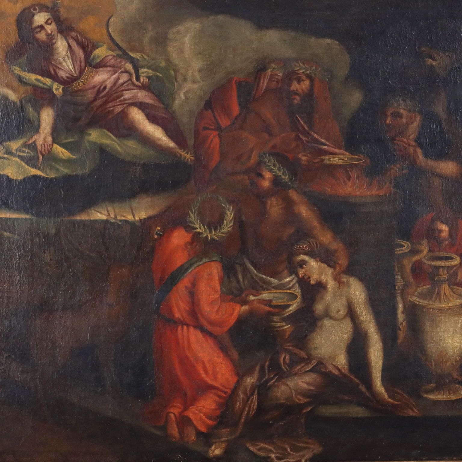Antique Painting Religious Subject Oil On Canvas XVII Century photo for sale