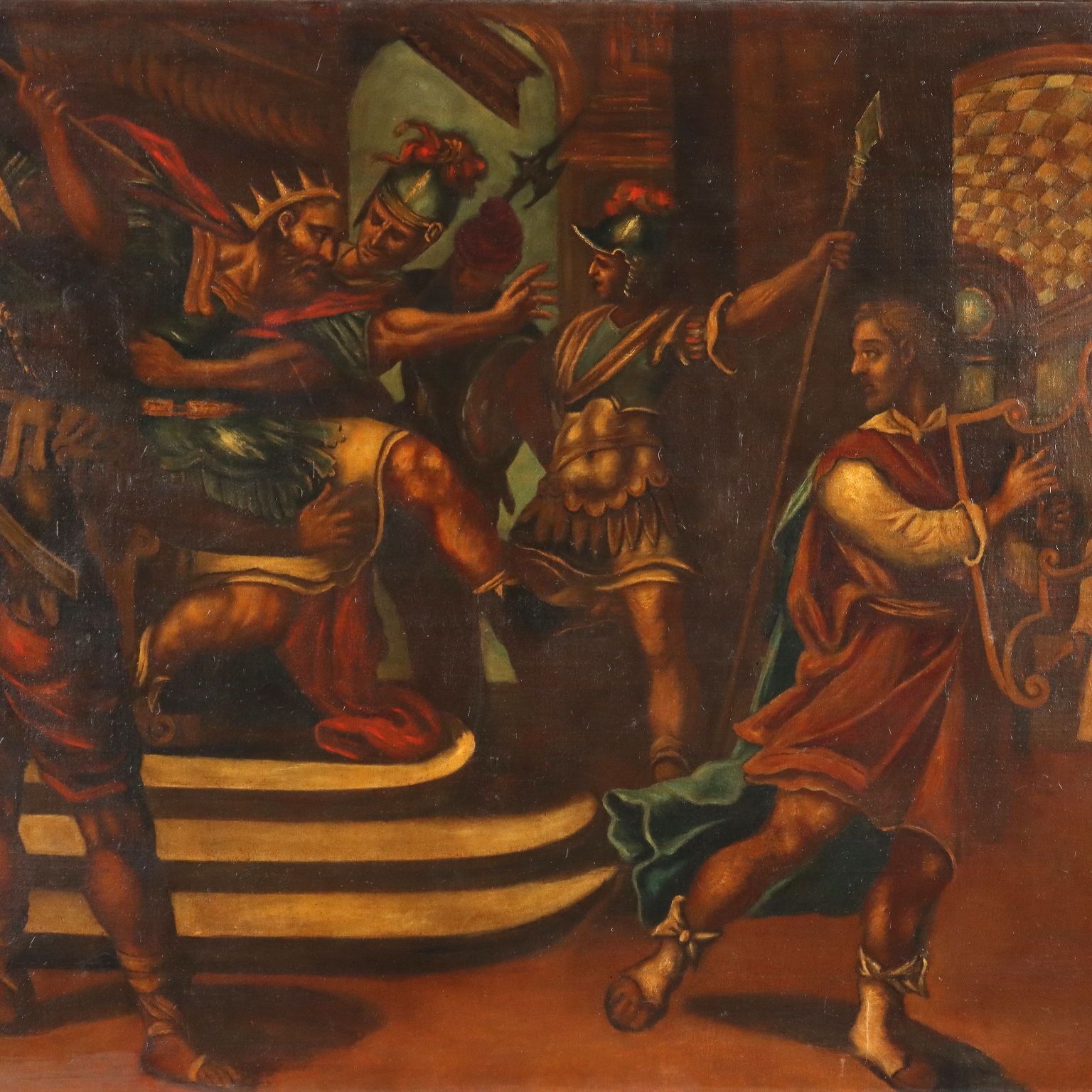 Antique Painting Religious Subject Oil On Canvas XVII Century photo for sale