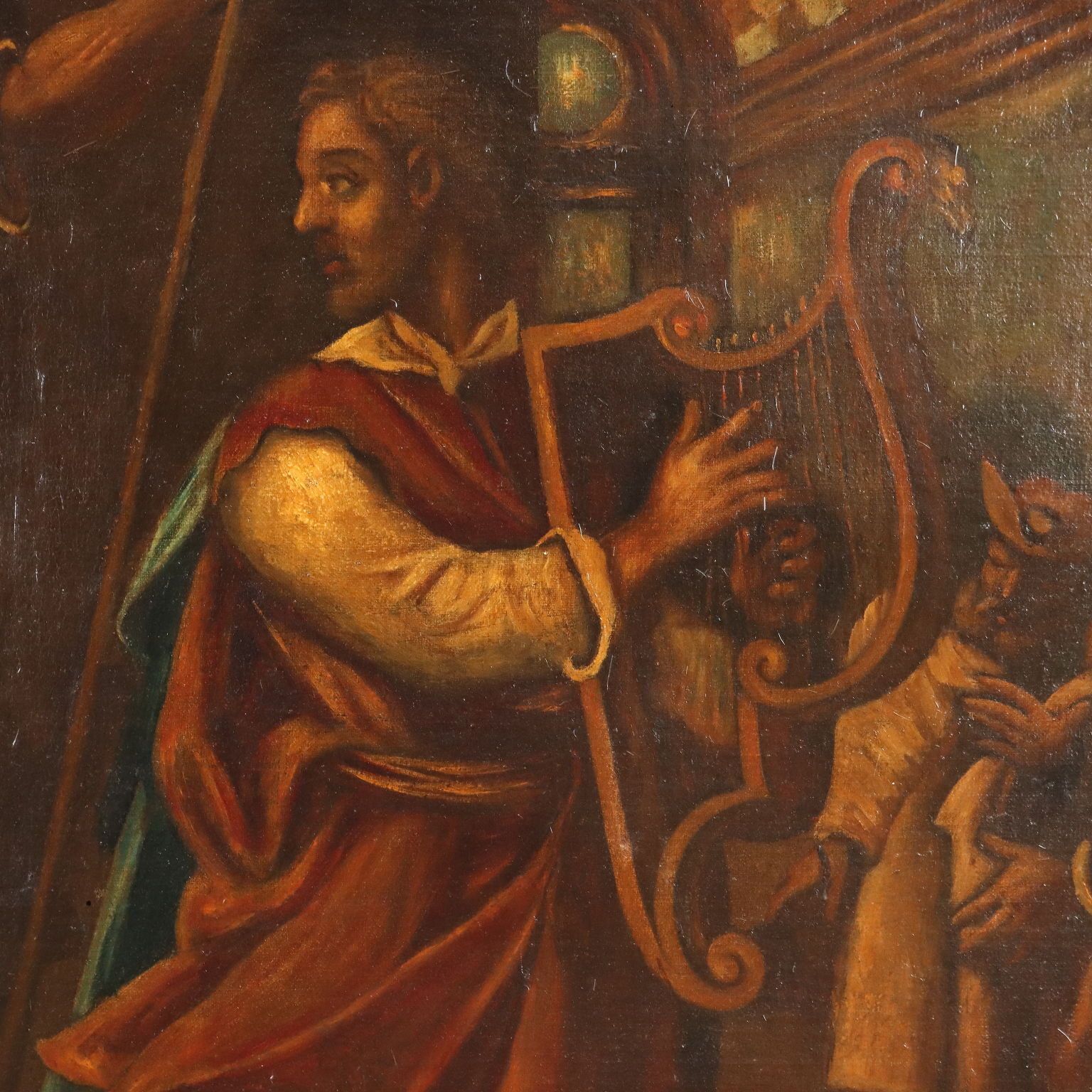 Antique Painting Religious Subject Oil On Canvas XVII Century photo Art