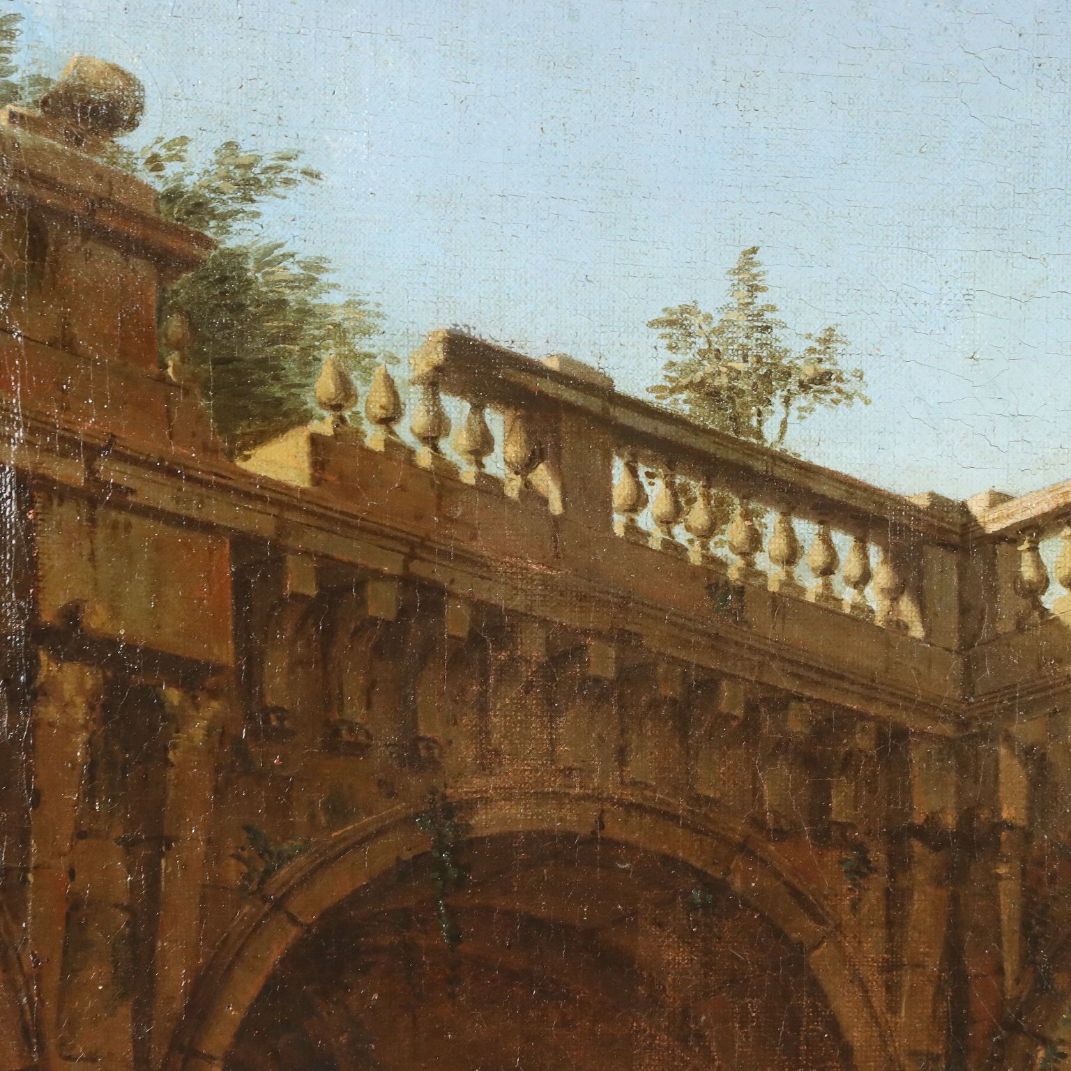 Antique Painting Folly Oil On Canvas Italy Late XVIII Century photo vintage