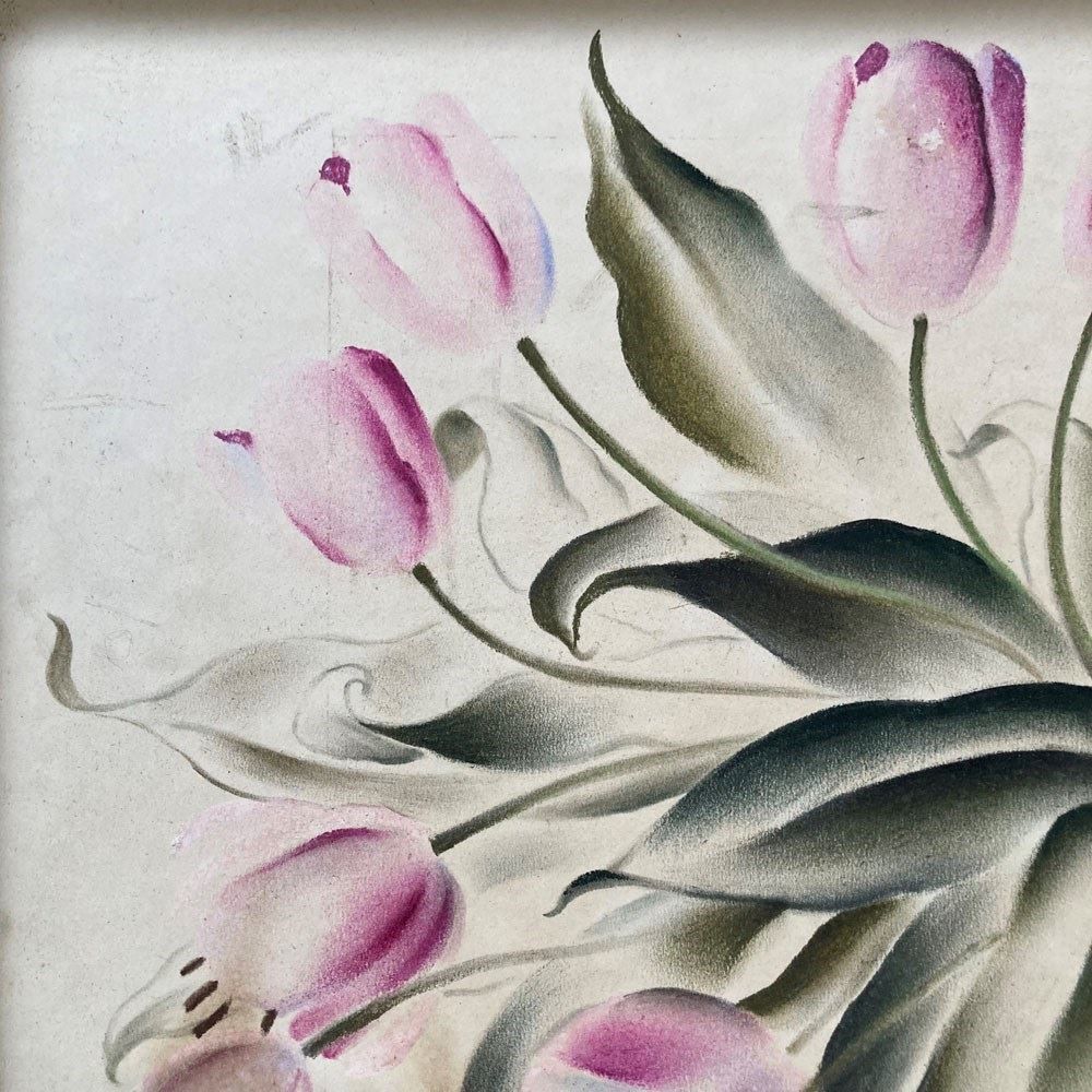 'Pink Tulips'   Still Life Painting By Frederick Roberts Johnson photo Art
