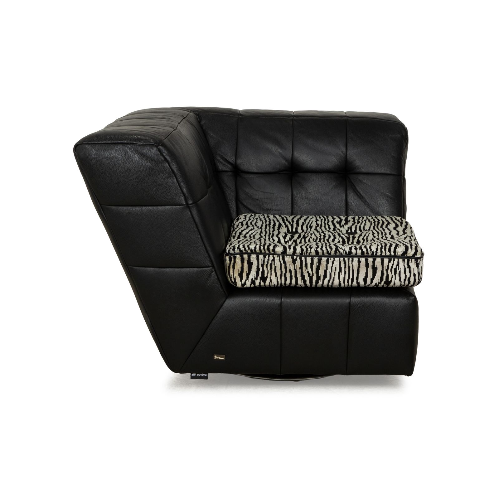 Meubels Bretz Tiziana Leren Fauteuil Zwart Stof Draaifunctie photo