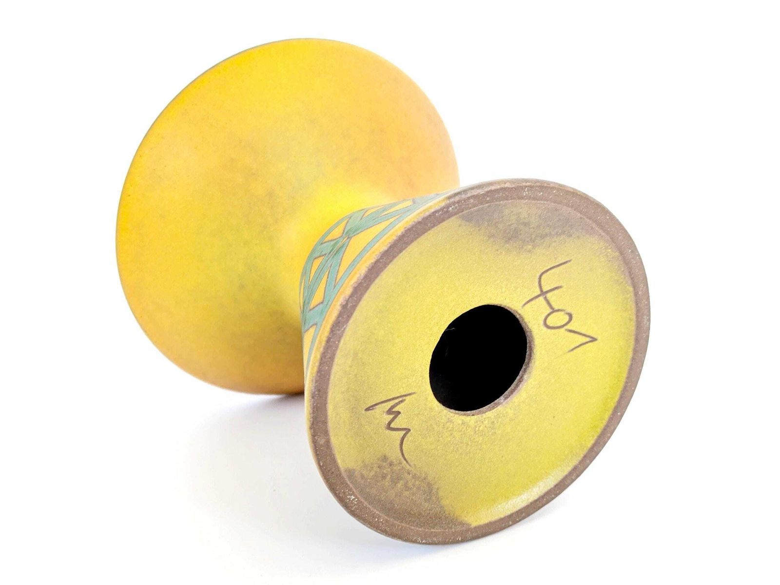 photo for sale Midcentury Ceramano Candle Holder | Model 401 Limone Decor Yellow & Turquoise Glaze | West German Pottery, 1960's