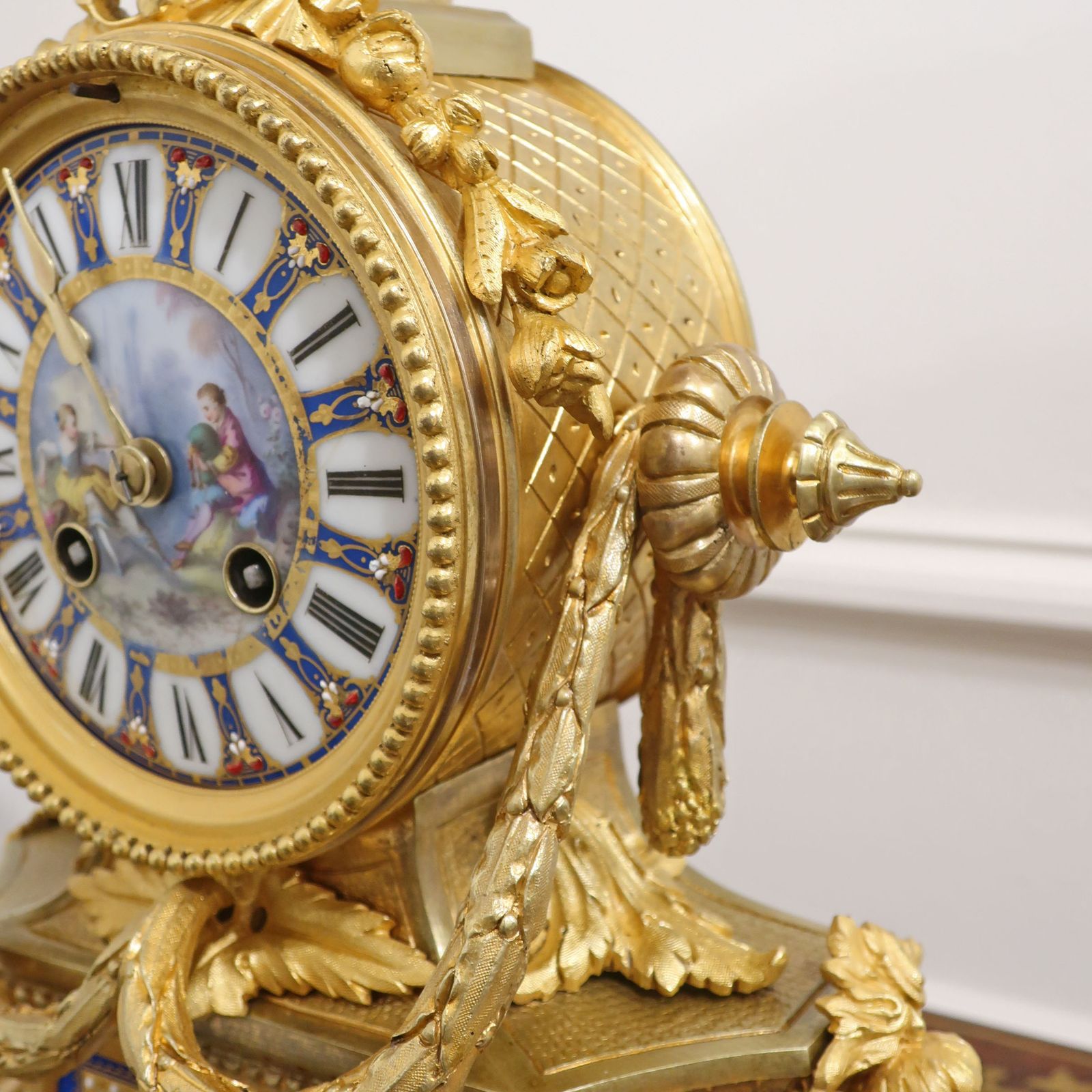 French Louis XVI Style Bronze Gilt & Porcelain Mantel Clock By Japy Freres photo Home Decor