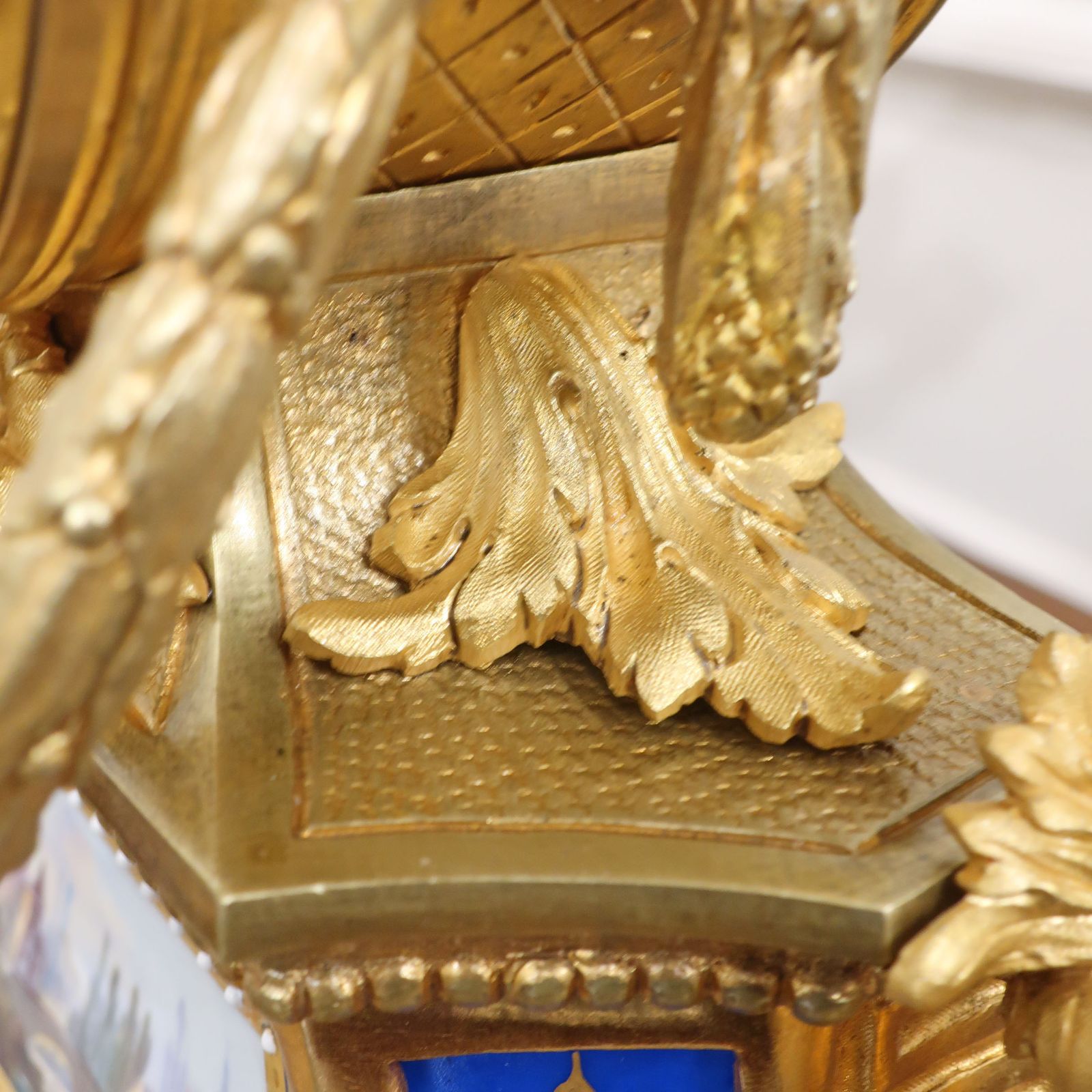 French Louis XVI Style Bronze Gilt & Porcelain Mantel Clock By Japy Freres photo vintage