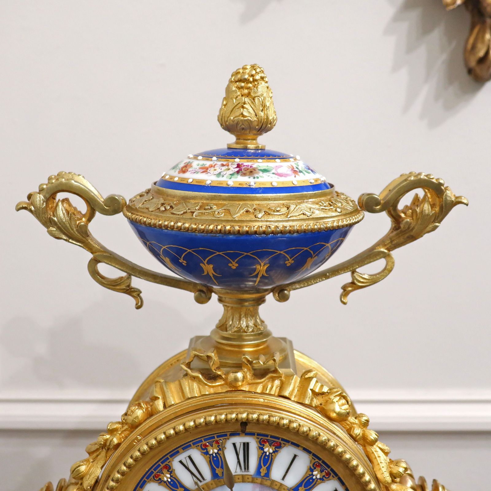 photo furniture French Louis XVI Style Bronze Gilt & Porcelain Mantel Clock By Japy Freres