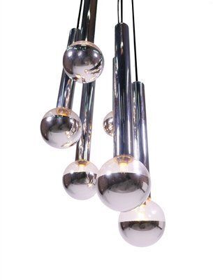 Chrome & Glass Cascading Light By Motoko Ishii For Staff, 1970s