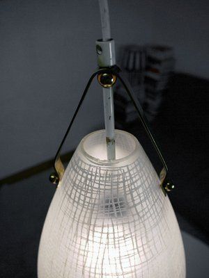 Mid Century Italian Brass And Glass Drop Pendant Lamp, 1950s photo Lighting
