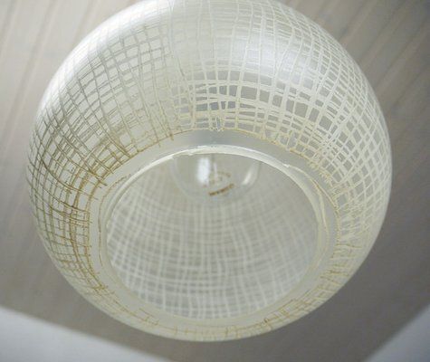 Mid Century Italian Brass And Glass Drop Pendant Lamp, 1950s photo vinterior