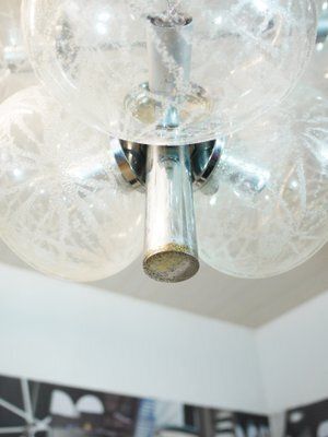 Space Age German Etched Glass And Chrome Sputnik Chandelier, 1960s photo buy