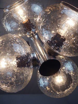 Space Age Glass And Chrome Chandelier From Veb Deutsche Werkstätten Hellerau, 1960s photo Lighting