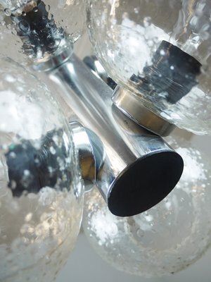 Space Age Glass And Chrome Chandelier From Veb Deutsche Werkstätten Hellerau, 1960s photo 1389.0