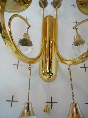 Italian Crystal And Gilded Brass Sconces By Gaetano Sciolari For Sciolari, 1960s, Set Of 2 photo vinterior