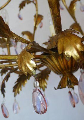 Italian Violet Crystal And Golden Frame Basket Chandelier, 1960s photo 1620.0