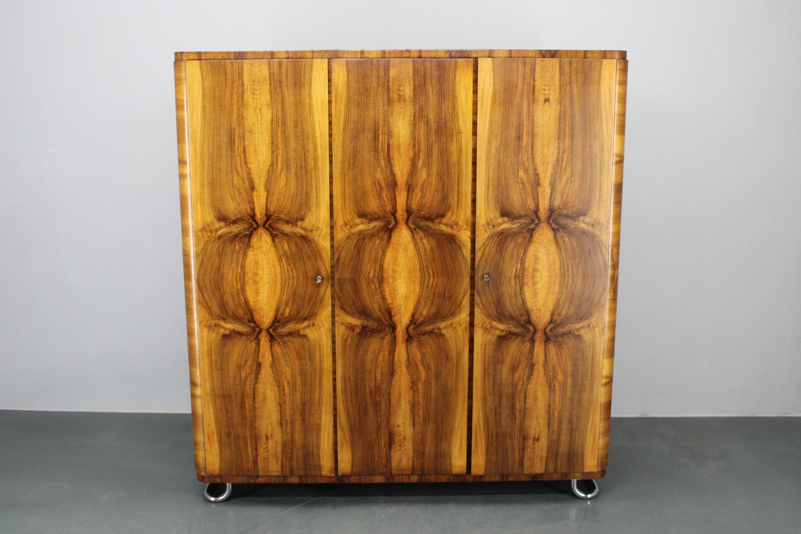 1930s Bauhaus Wardrobe By Vichr & Spol In Walnut Finish, Czechoslovakia photo for sale