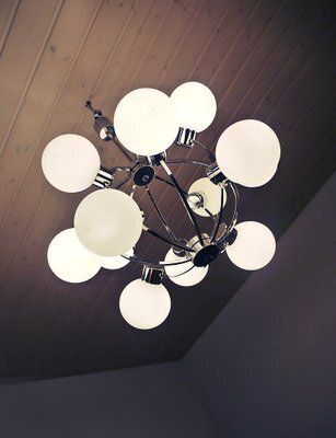 Space Age Glass And Chrome Chandelier From Kaiser Idell / Kaiser Leuchten, 1960s photo Lighting
