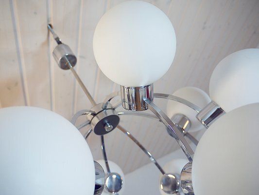 Space Age Glass And Chrome Chandelier From Kaiser Idell / Kaiser Leuchten, 1960s photo 2055.0