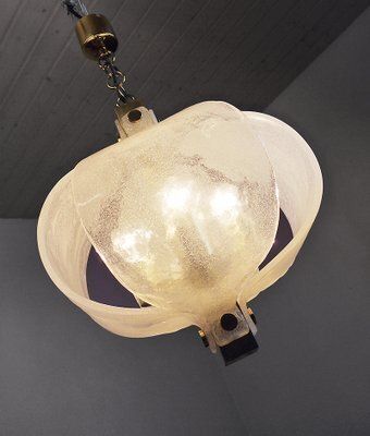 German Frosted Murano Glass Petals & Brass Pendant Lamp From Kaiser Idell / Kaiser Leuchten, 1960s photo Lighting