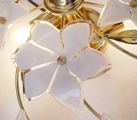 Italian Murano Glass And Gilt Brass Ceiling Lamp, 1970s photo Lighting