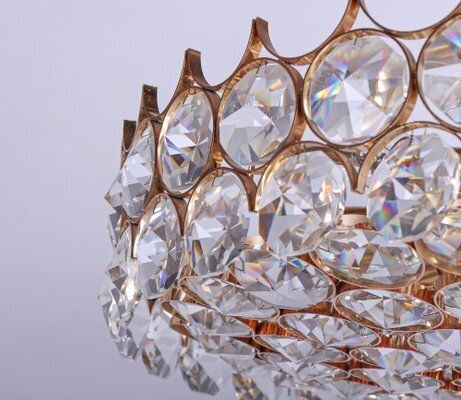 27 Semi Chandelier In Swarovski Crystal And Brass From Palwa, 1960s photo Lighting