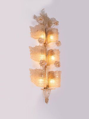 Grand Hotel Wall Sconce In Golden Murano Glass & Brass From Barovier & Toso, 1960s photo furniture