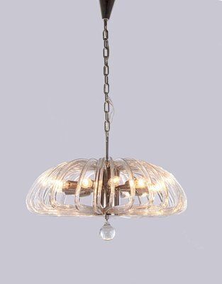 Chandelier Crystal & Nickel By Cari Zalloni For Bakalowits, 1960 photo for sale