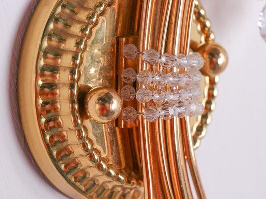 Swarovski Crystal & Gilt Brass Wall Sconce From Palwa, 1960s, Set Of 2 photo vinterior