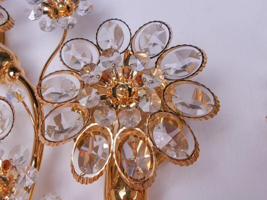 Swarovski Crystal & Gilt Brass Wall Sconce From Palwa, 1960s, Set Of 2 photo 3674.0