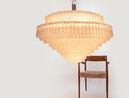 photo furniture Large Murano Glass Tubes Ballroom Chandelier From Doria, 1960s