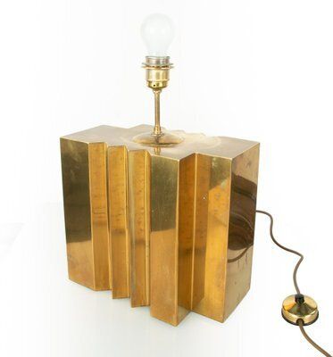Large Brass Table Lamp By G. Autier, France, 1970s photo furniture