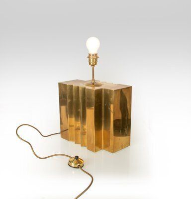 photo furniture Large Brass Table Lamp By G. Autier, France, 1970s
