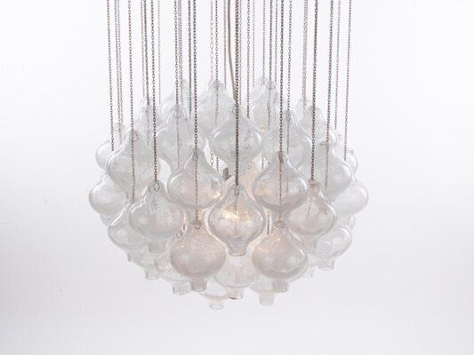 Lighting Austrian Tulipan Chandelier Or Pendant Light In Blown Glass From Kalmar, 1960s photo