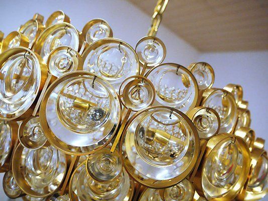 photo for sale Bubbles Chandelier In Crystal And Gilt Brass By Gaetano Sciolari, 1960s