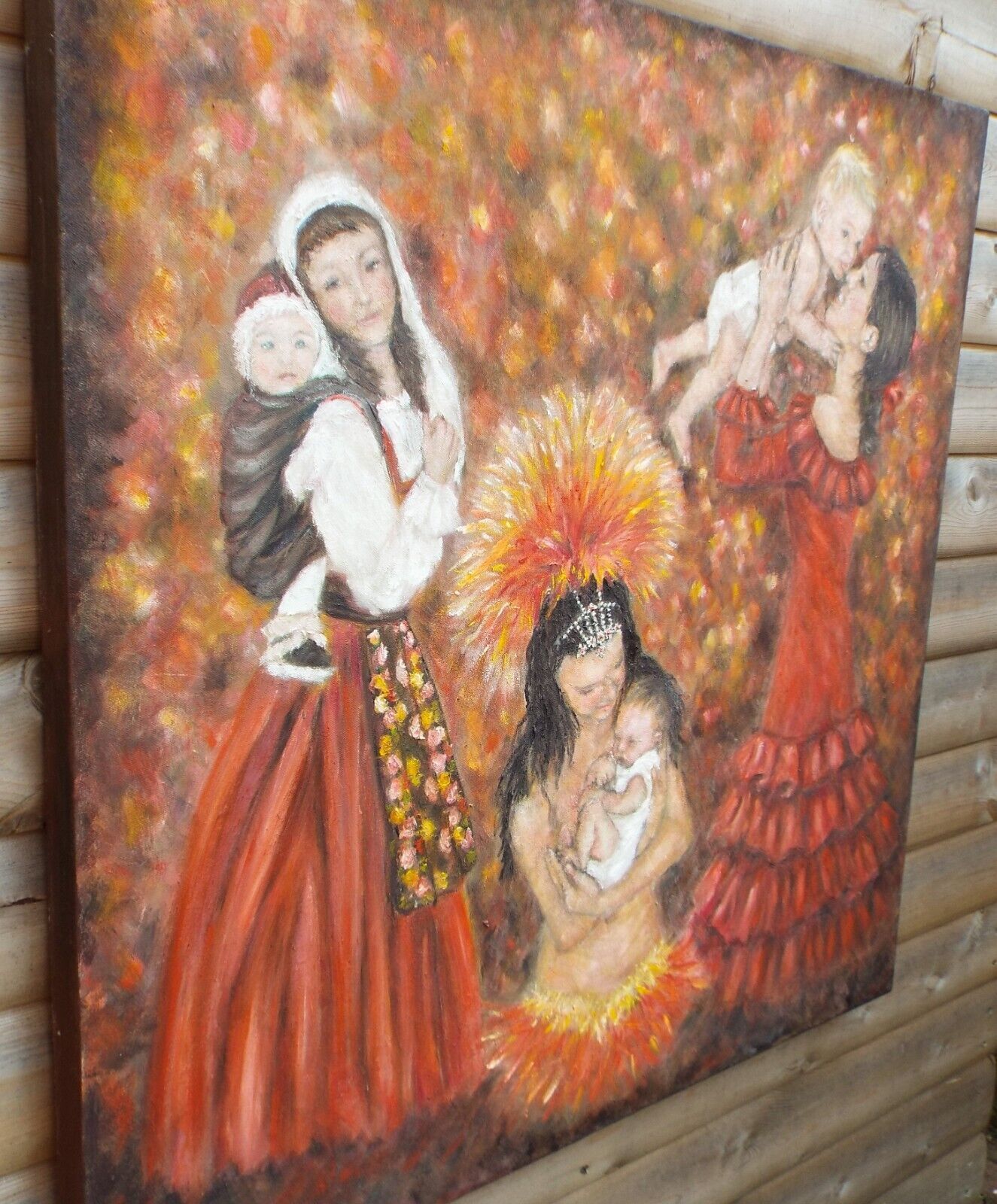 Hispanic Dancers Mothers & Babies Original Oil Painting Figurative Andi J Lucas photo Art