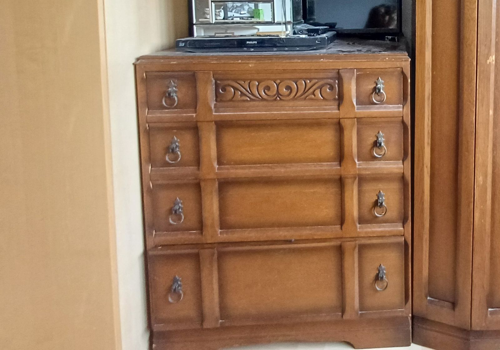 Vintage Chest Of Drawers With Carving