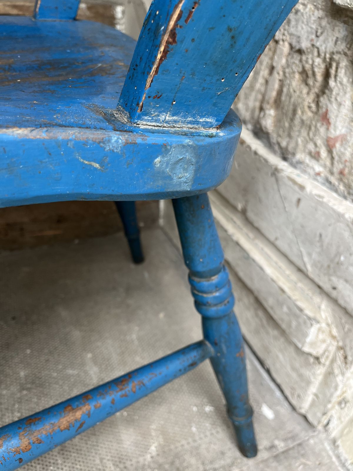 Blue Painted Victorian Elm And Beech Windsor Carver Chair photo 225.0