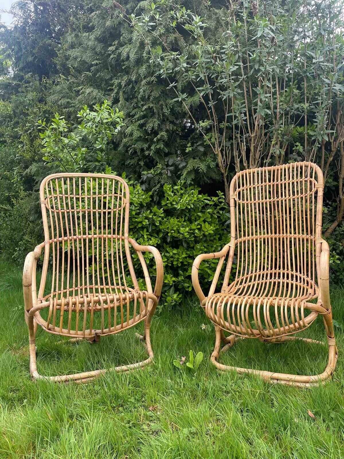Pair Of Bamboo Chairs By Tito Agnoli photo furniture