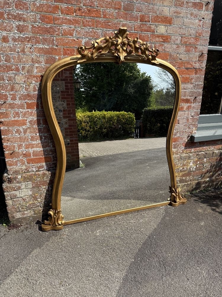 A Spectacular Large Antique English 19th C Shaped Gilt Overmantle Mirror. photo furniture