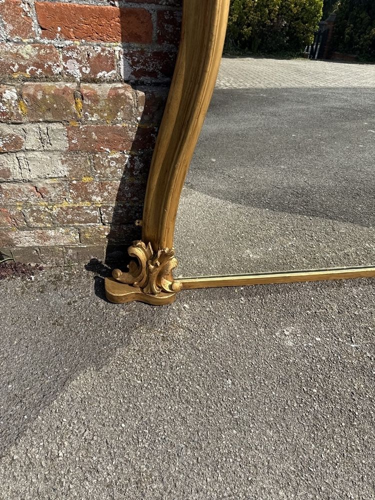 A Spectacular Large Antique English 19th C Shaped Gilt Overmantle Mirror. photo Home Decor