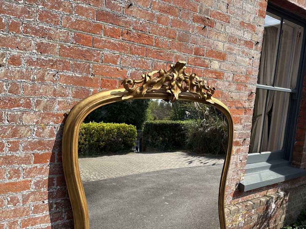 A Spectacular Large Antique English 19th C Shaped Gilt Overmantle Mirror. photo 1950.0