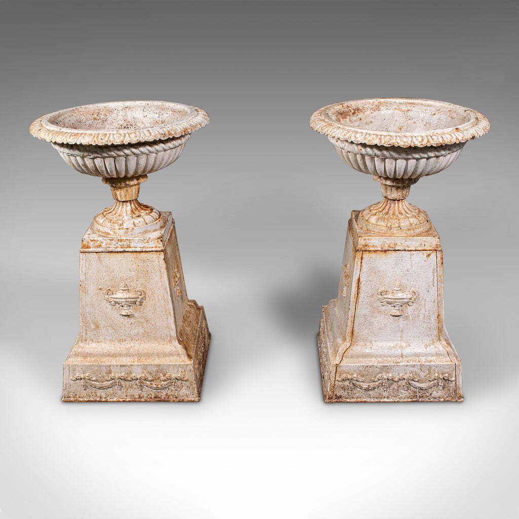 Pair Of Large Antique Garden Planters, English, Cast Iron, Jardiniere, Victorian photo furniture