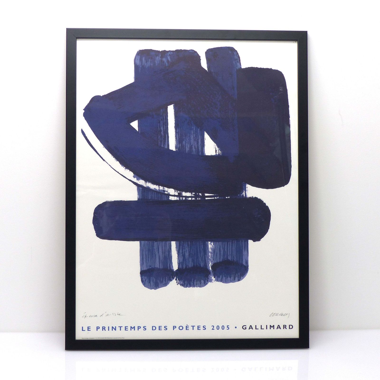 Framed Poster "The Spring Of Poets", Pierre Soulages, Lithograph For Gallimard, 2005